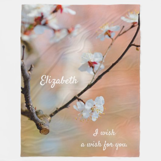 Superieure Japanse Abrikozenbloemen Fleece Deken (Voorkant)