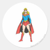 Superigirl Stands Ronde Sticker (Voorkant)