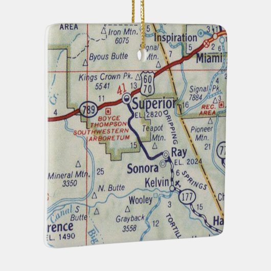 Superior Arizona  Map Keramisch Ornament (Rechts)