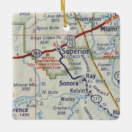 Superior Arizona  Map Keramisch Ornament (Voorkant)