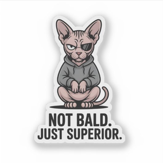 Superior Sphynx Cat Attitude Illustration Sticker (Voorkant)