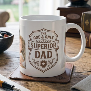 Superior Vader Familie Foto Embleem Bruin  Grote Koffiekop