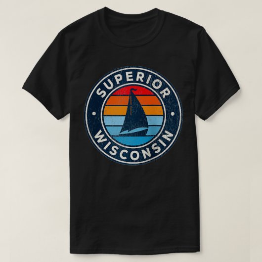 Superior Wisconsin WI  Sailboat Retro 70s T-shirt (Design voorkant)
