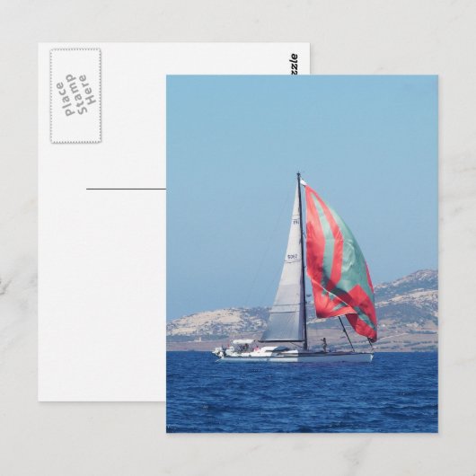 Superjacht met spinnaker briefkaart (Voorkant / Achterkant)