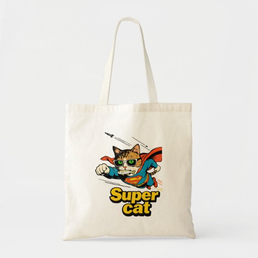 Superkat Vliegt met Vis Tote Bag (Voorkant)