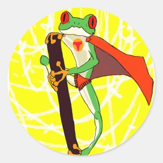 superkikker ronde sticker (Voorkant)