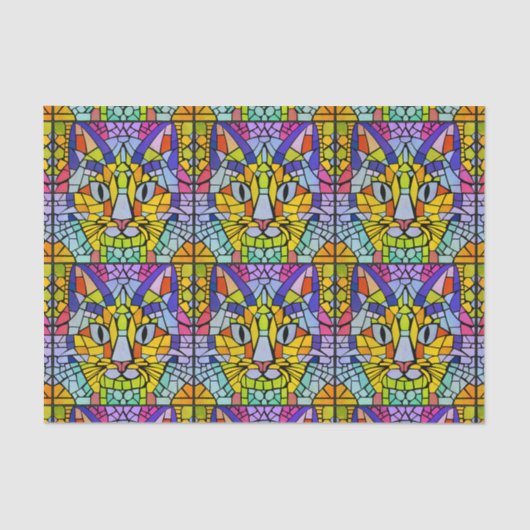 Superkleurige katten - MozaïekKatten ontkoppelen Tissuepapier (Voorkant)