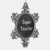Superleraar-chalkboardontwerp — ideaal tin sneeuwvlok ornament (Links)