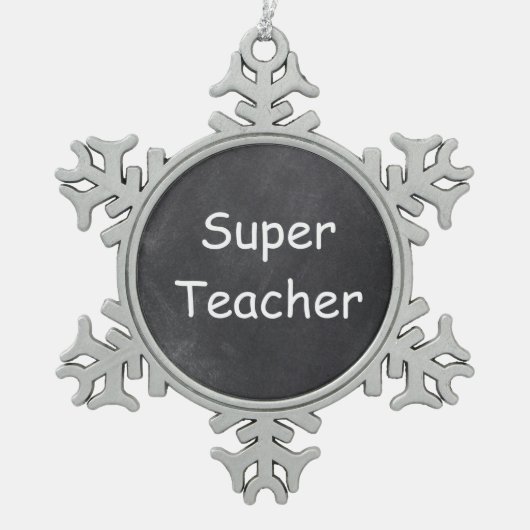 Superleraar-chalkboardontwerp — ideaal tin sneeuwvlok ornament (Voorkant)