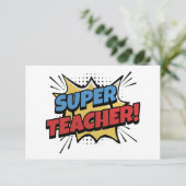 Superleraar in stripstijl bedankkaart (Staand voorkant)