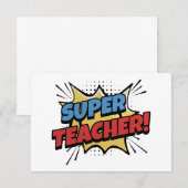 Superleraar in stripstijl bedankkaart (Voorkant / Achterkant)