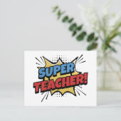 Superleraar in stripstijl briefkaart (Staand voorkant)