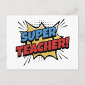 Superleraar in stripstijl briefkaart (Voorkant)