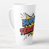 Superleraar in stripstijl latte mok (Linkerhoek)