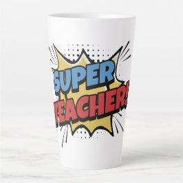 Superleraar in stripstijl latte mok
