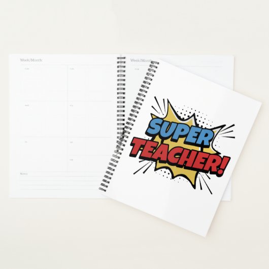 Superleraar in stripstijl planner (Display)