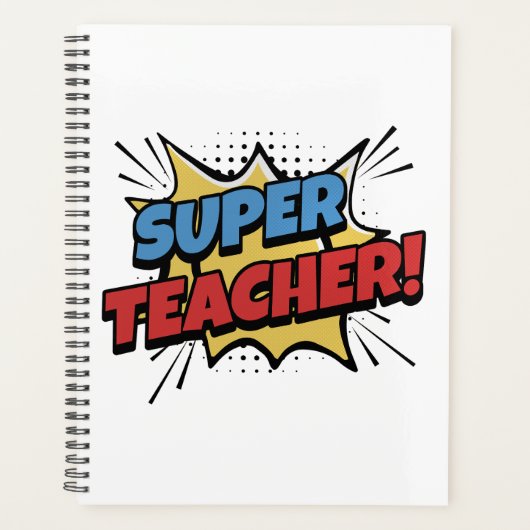 Superleraar in stripstijl planner (Voorkant)