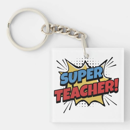 Superleraar in stripstijl sleutelhanger (voorkant)