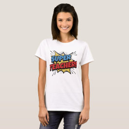 Superleraar in stripstijl t-shirt