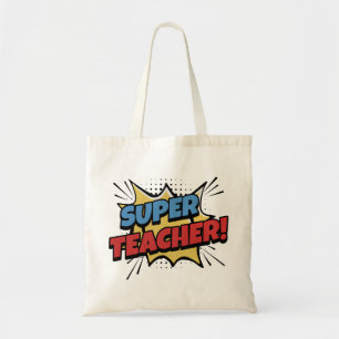 Superleraar in stripstijl tote bag