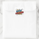 Superleraar in stripstijl vierkante sticker (Tas)