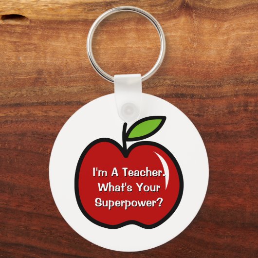Superleraar sleutelhanger met rode appel (Voorkant)