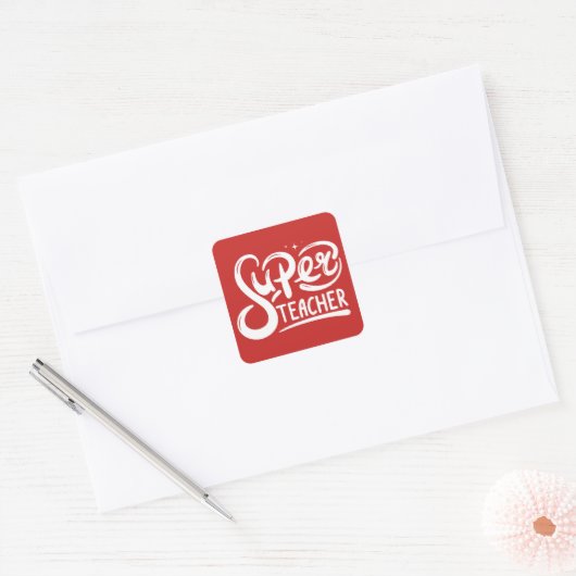 Superleraar Vierkante Sticker (Envelop)