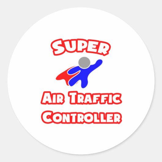 Superluchtverkeersleider Ronde Sticker (Voorkant)