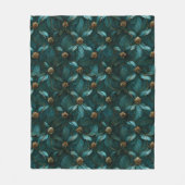 Superluxe Blauwgroen en goud Fleece Deken (Voorkant)
