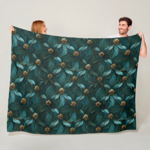 Superluxe Blauwgroen en goud Fleece Deken
