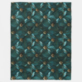 Superluxe Blauwgroen en goud Fleece Deken (Voorkant)