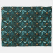 Superluxe Blauwgroen en goud Fleece Deken (Voorkant (Horizontaal))