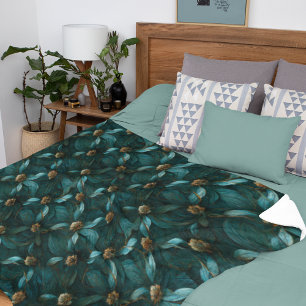 Superluxe Blauwgroen en goud Fleece Deken