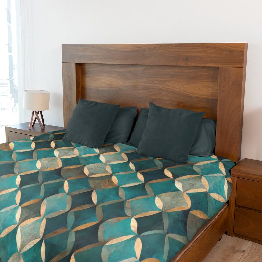 Superluxe Blauwgroen en goud Fleece Deken