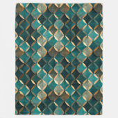 Superluxe Blauwgroen en goud Fleece Deken (Voorkant)