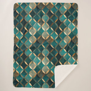 Superluxe Blauwgroen en goud Sherpa Deken
