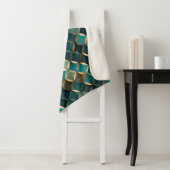 Superluxe Blauwgroen en goud Sherpa Deken (In situ)