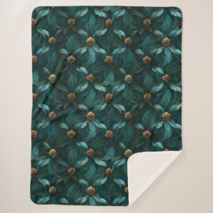 Superluxe Blauwgroen en goud Sherpa Deken