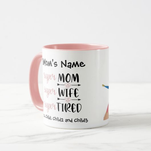SuperMa Super Wife Super Tired  foto Mok (Voorkant links)