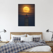 Supermaan boven Washington Monument Canvas Afdruk (Insitu (Slaapkamer))