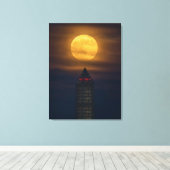 Supermaan boven Washington Monument Canvas Afdruk (Insitu (Houten vloer))