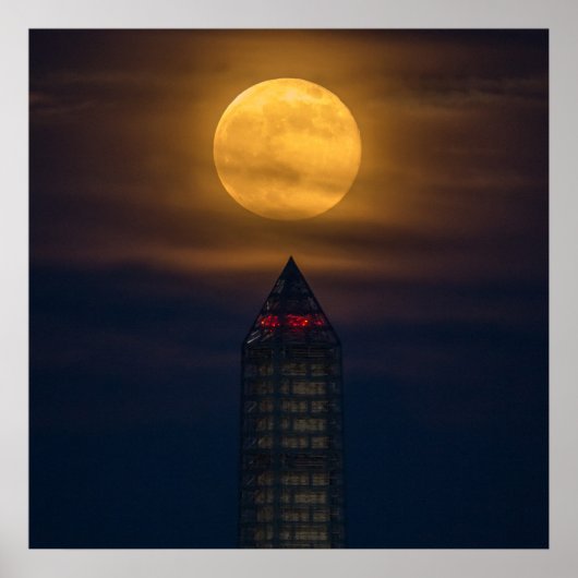 Supermaan boven Washington Monument Poster (Voorkant)