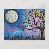 Supermaan en boomlandschap briefkaart (Voorkant)
