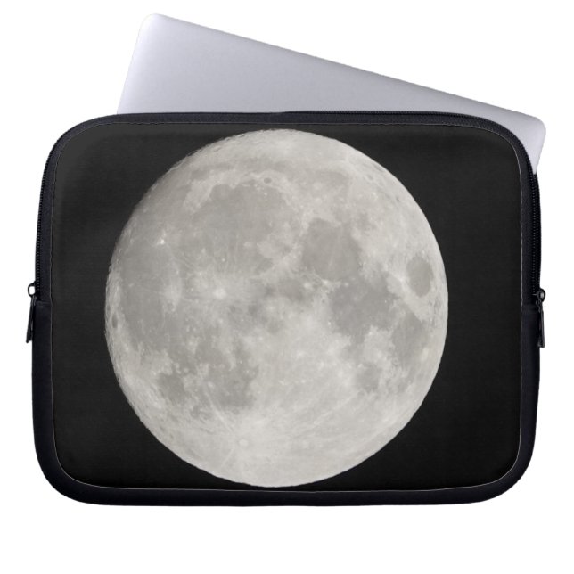 Supermaan in de zwarte hemel laptop sleeve (Voorkant)