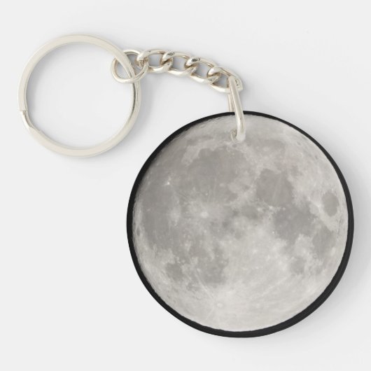Supermaan in de zwarte hemel sleutelhanger (Voorkant)