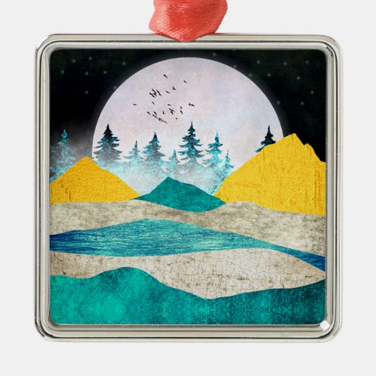 Supermaan Landschap Opkomend Metalen Ornament (Voorkant)