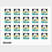 Supermaan Landschap Opkomend Vierkante Sticker (Vel)