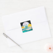Supermaan Landschap Opkomend Vierkante Sticker (Envelop)