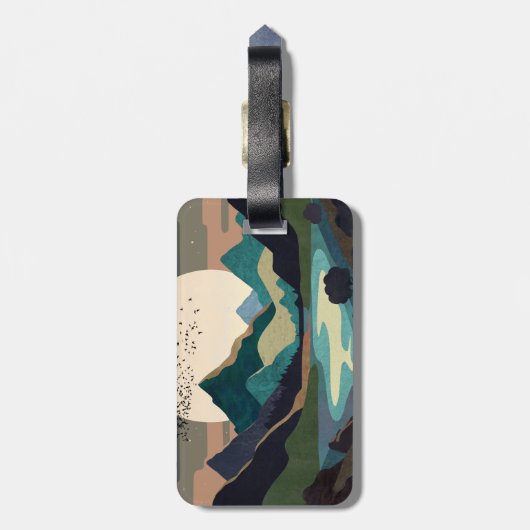 Supermaan op het meer bagagelabel (Achterkant verticaal)