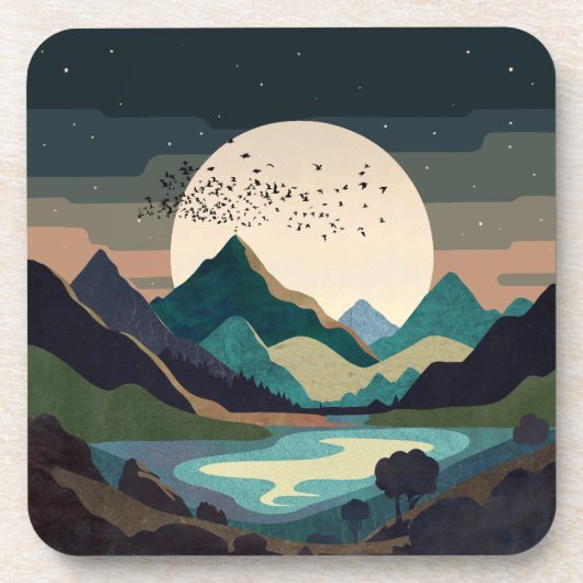 Supermaan op het meer bier onderzetter (Voorkant)